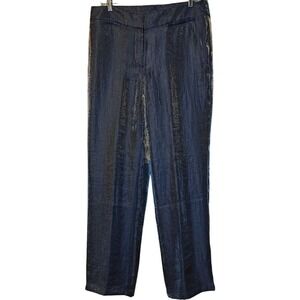 New Chico's Travelers Trouser Pant Women's‎ 10-12 Steel Gray Shimmer Fully Lined
